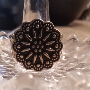 Paparazzi Black Statement Ring Intricate Floral Design